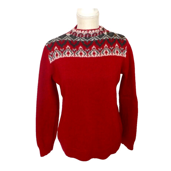 Coldwater Creek Red Beaded Patterned Holiday Sweater Womens Medium - Picture 1 of 16